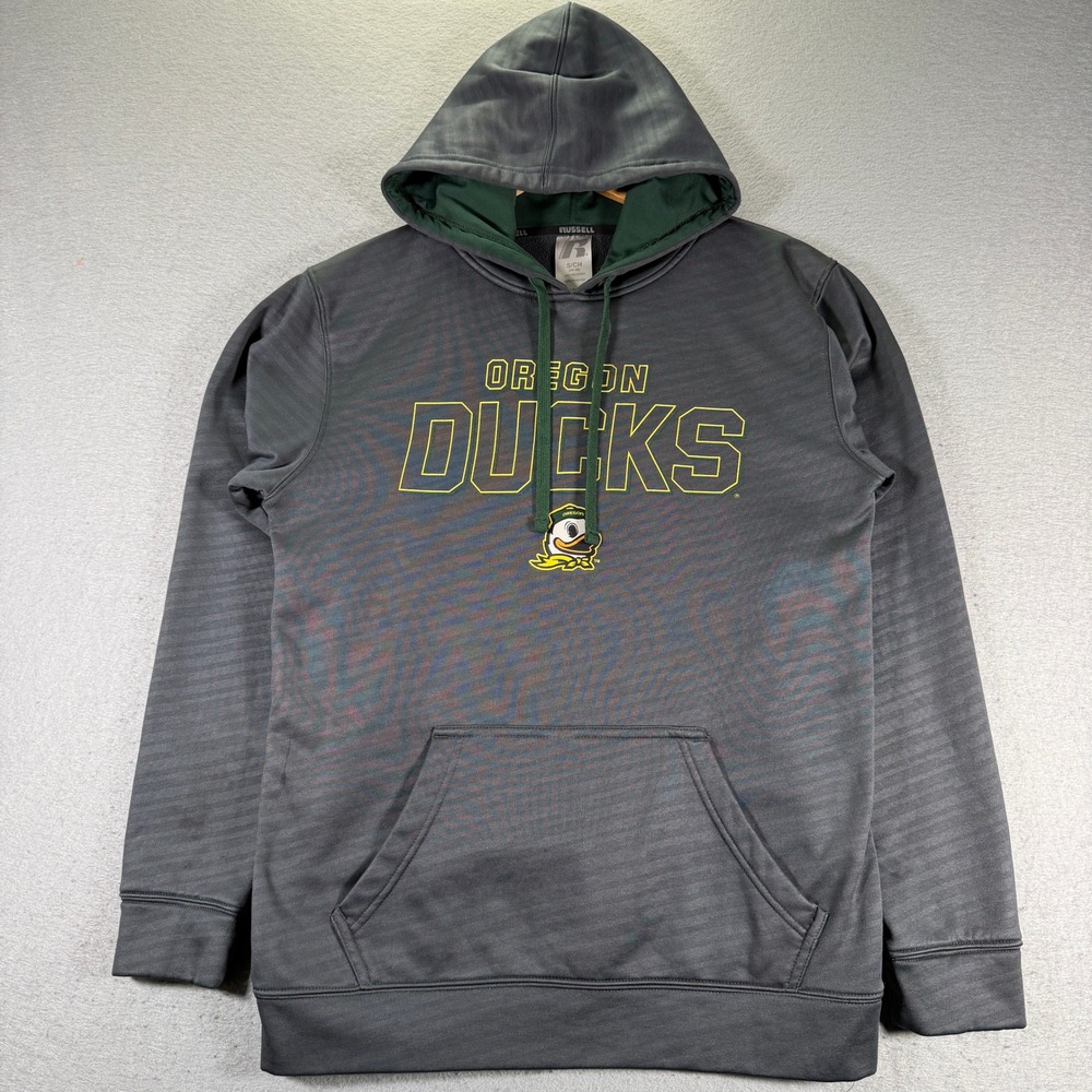 Oregon Ducks Gray Green Hoodie Pullover Hooded Sweatshirt Small Russell Athletic